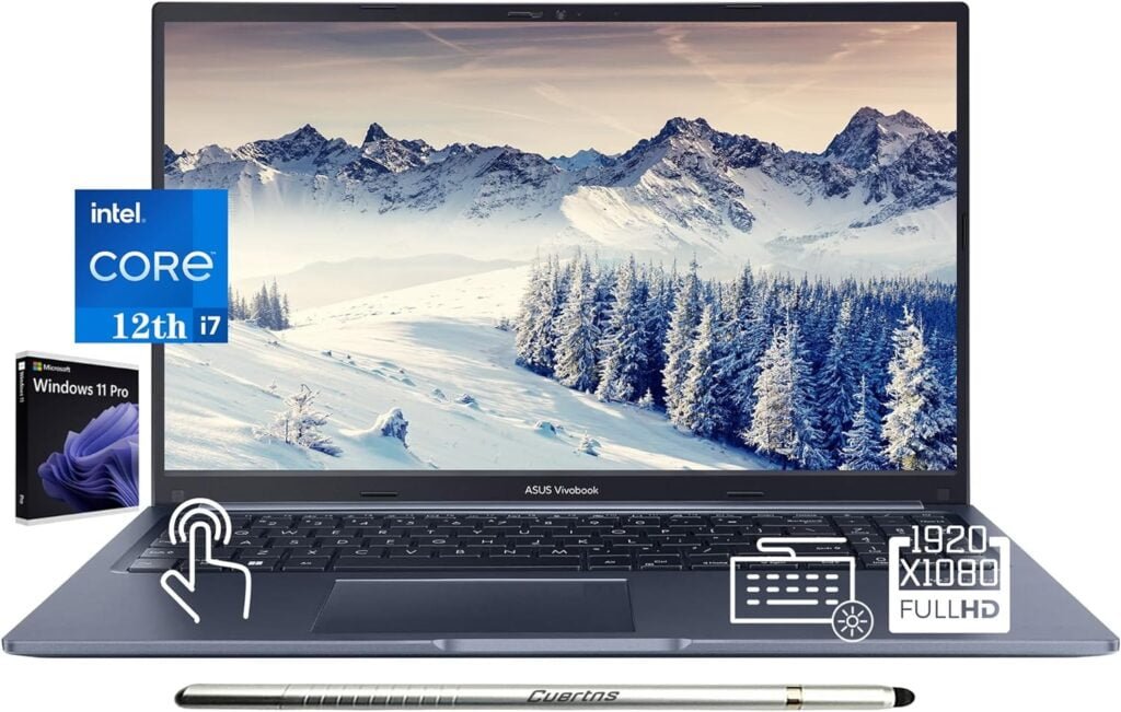 ASUS 2024 Newest Vivobook Slim Laptop, 15.6 FHD Touch Screen Display, 10-Core Intel Core i7-1255U (Beats i9-11900H), WiFi 6, Backlit Keyboard, W/Stylus, Windows 11 Pro(40GB|2048GB SSD)