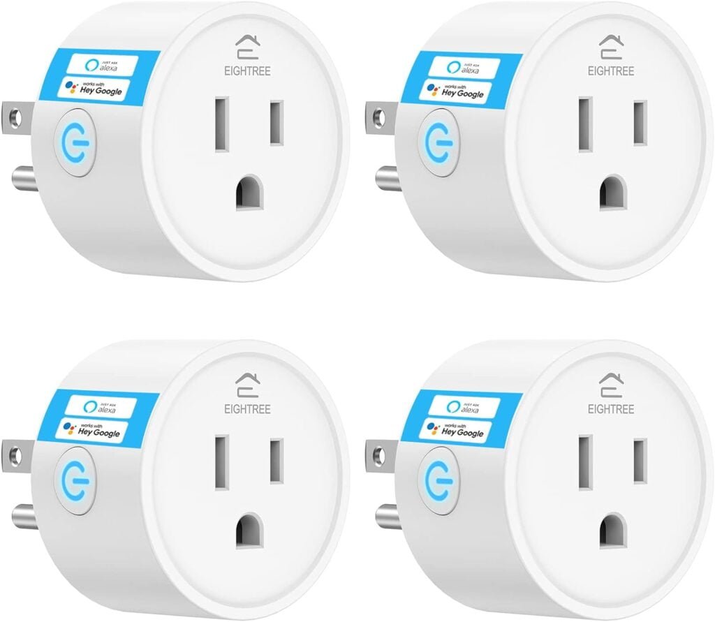 EIGHTREE Smart Plug, Smart Plugs That Work with Alexa and Google Home, Compatible with SmartThings, Smart Outlet with WiFi Remote Control and Timer Function, 2.4GHz Wi-Fi Only, 4Packs