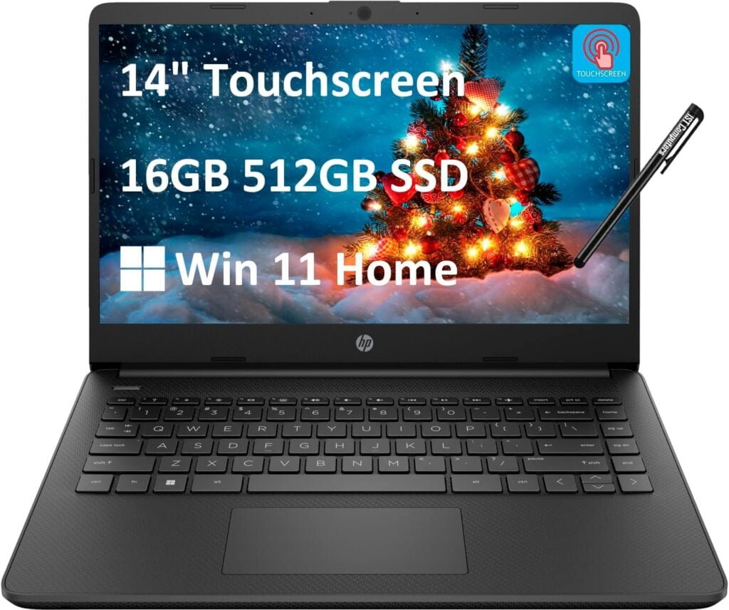 HP 2024 Latest 14 Laptop (14 HD Touchscreen, AMD Ryzen 3 5300U, 16GB RAM, 512GB SSD, (Beats i5-11300H)) Student  Business, Long Battery Life, Webcam, Type-C, HDMI, IST Pen, Win 11 Home, Black