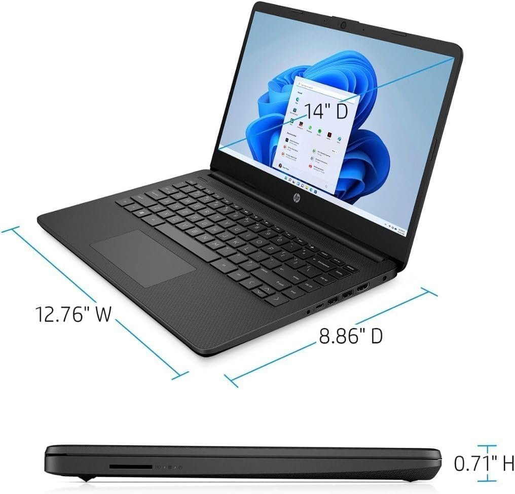 HP 2024 Latest 14 Laptop (14 HD Touchscreen, AMD Ryzen 3 5300U, 16GB RAM, 512GB SSD, (Beats i5-11300H)) Student  Business, Long Battery Life, Webcam, Type-C, HDMI, IST Pen, Win 11 Home, Black