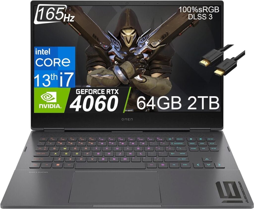 HP OMEN 16 (2024) Gaming Laptop (16.1 FHD 165Hz, Intel 13th Gen Core i7-13700HX, 64G DDR5 RAM, 2TB PCle SSD, Geforce RTX 4060 8GB), Backlit KB, Thunderbolt 4, WiFi 6E, IST Cable, Win11 Home, Black