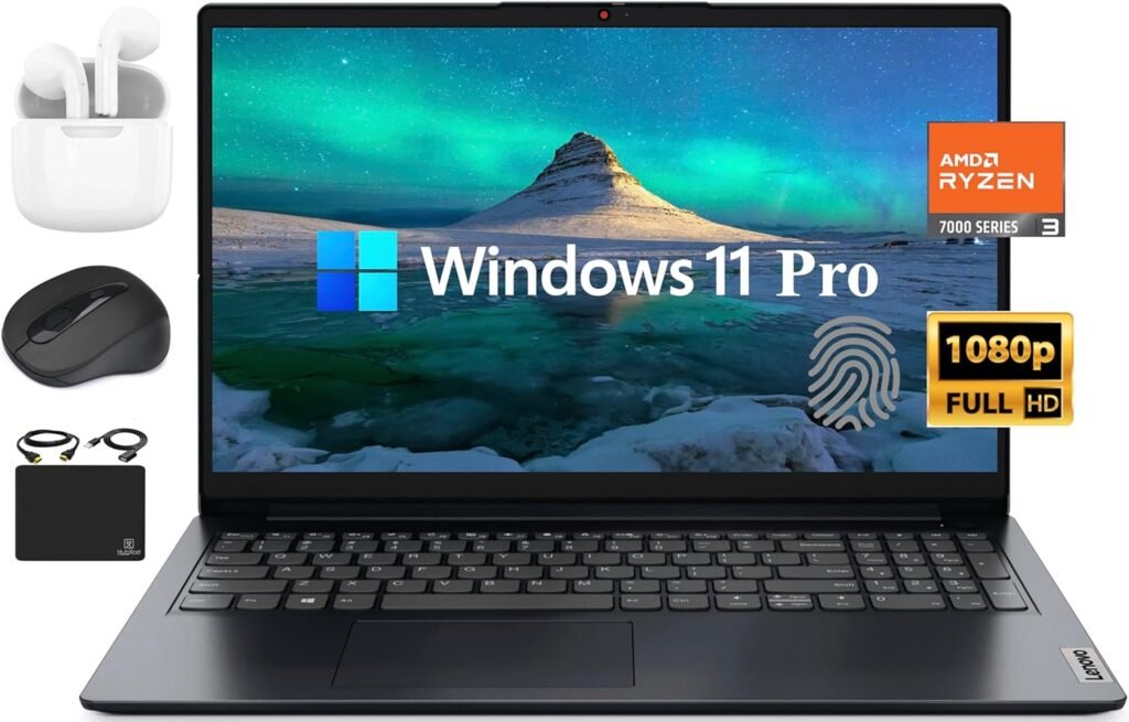 Lenovo IdeaPad Laptop 2024 Flagship, 15.6 FHD Display, AMD Ryzen 3 7320U (4 Cores, Upto 4.1GHz), 8GB LPDDR5, 1TB PCIe SSD, Radeon Graphics, Webcam, Fingerprint, Wi-Fi 6, Win 11 Pro +HubxcelAccessory