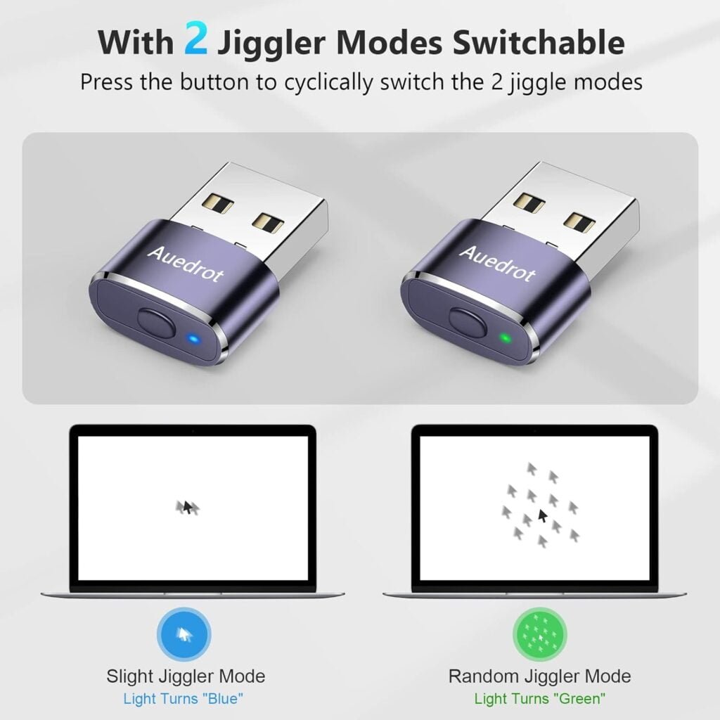 Mouse Jiggler Undetectable Mouse Jiggers USB Mouse Mover with Switch Button, Automatic Mouse Wiggler with 2 Jiggle Modes, Mouse Mover Device, Plug  Play, Keep Computer/Laptop Awake, Rose Gold, 2 PCS