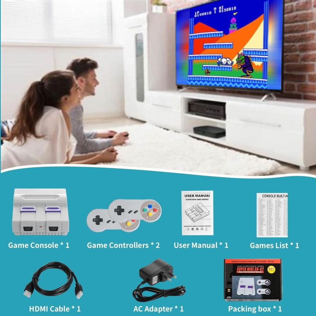 Retro Game Console, Classic Mini Retro Game System Built-in 620 Games and 2 Controllers, Plug and Play 8-Bit Vintage Entertainment System,Old-School Gaming System for Adults and Kids