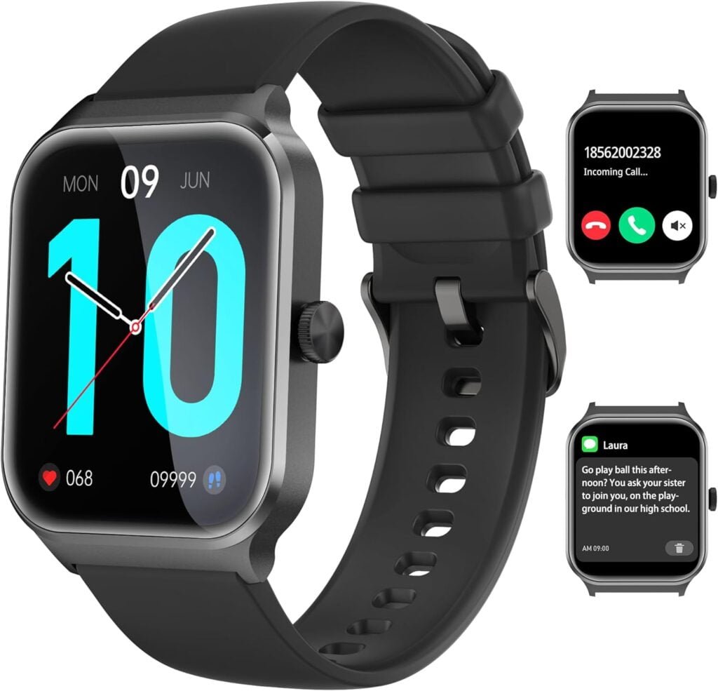 Smart Watch, 1.96 Full Touch Smartwatch, Compatible with iPhone Android, Heart Rate Sleep Monitor, Multi-Sport Modes, Blood Oxygen, Voice Assistant, IP68 Waterproof, Fitness Tracker for Women Men