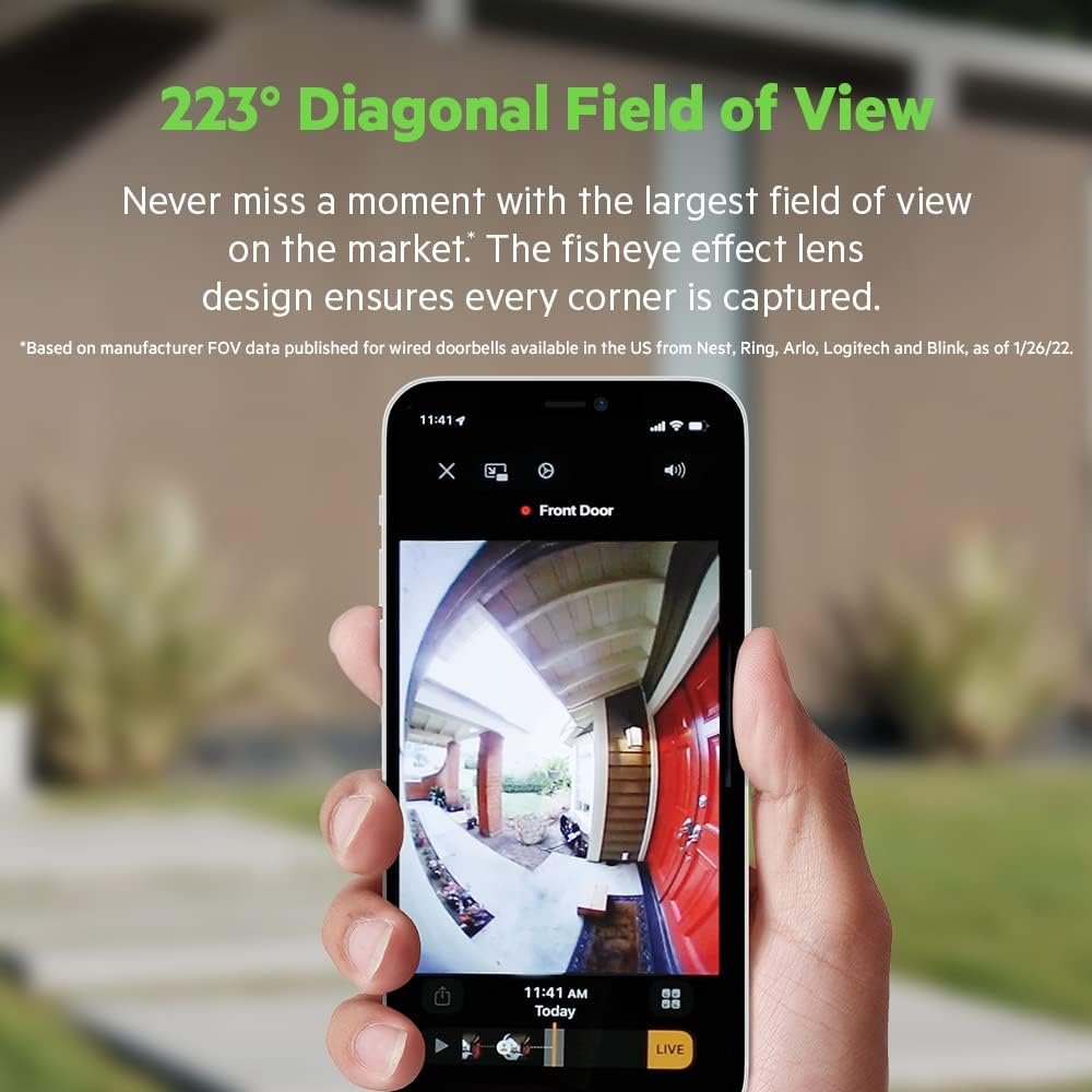 WeMo Smart Video Doorbell - Apple HomeKit Secure Video with HDR - Smart Home Products Video Doorbell Camera - Ring Doorbell for Security Camera System - WiFi Camera Doorbell w/ 223° FOV  2-Way Audio