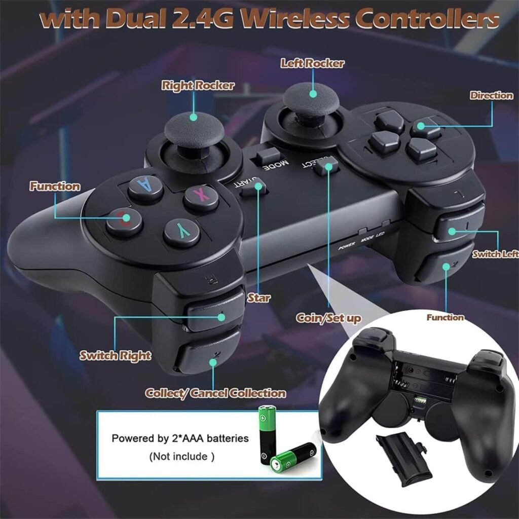 Wireless Retro Game Console,Nostalgia Stick Game,Retro Game Stick,Retro Game Console,Wireless Retro Play Game Stick,with Built-in 9 Emulators,Retro Plug and Play Video Games for TV,Built in15000+Games