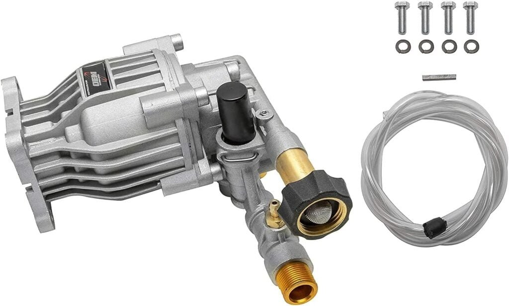 90028 Horizontal Axial Cam Replacement Pressure Washer Pump Kit, 3300 PSI, 2.4 GPM, 3/4 Shaft, Includes Hardware and Siphon Tube, for Residential and Industrial Gas Powered Machines, Silver