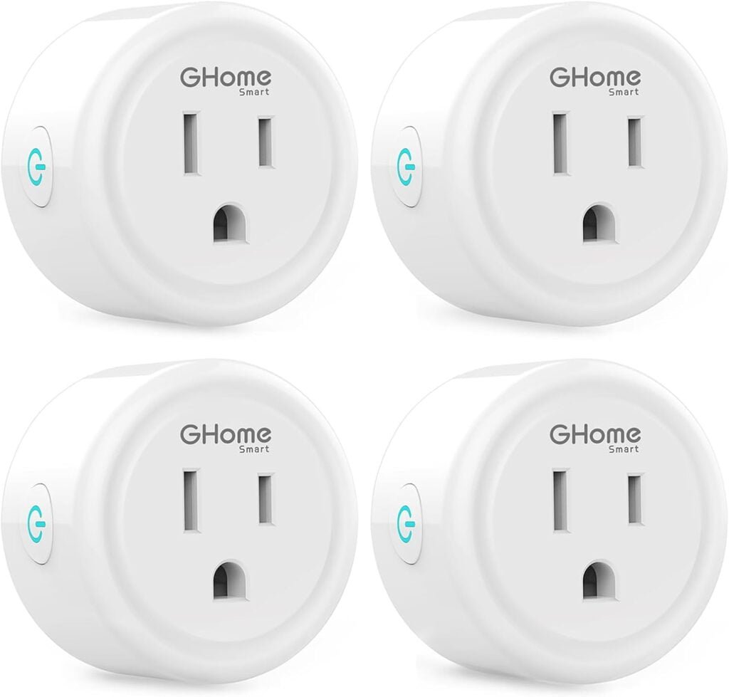 GHome Smart Mini Smart Plug, WiFi Outlet Socket Works with Alexa and Google Home, Remote Control with Timer Function, Only Supports 2.4GHz Network, No Hub Required, ETL FCC Listed (4 Pack),White