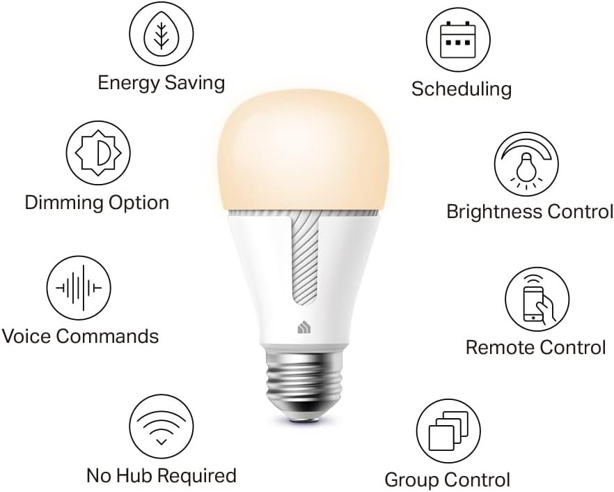 Kasa Smart Light Bulbs that works with Alexa and Google Home, Dimmable Smart LED Bulb, A19, 9W, 800Lumens, Soft White(2700K), CRI≥90, WiFi 2.4Ghz only, No Hub Required, 4 Count (Pack of 1)(KL110P4)