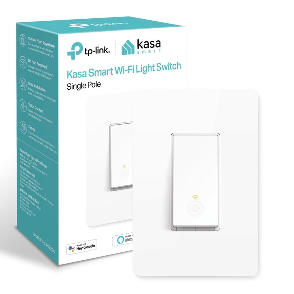 Kasa Smart Light Switch HS200, Single Pole, Needs Neutral Wire, 2.4GHz Wi-Fi Light Switch Works with Alexa and Google Home, UL Certified, No Hub Required , White