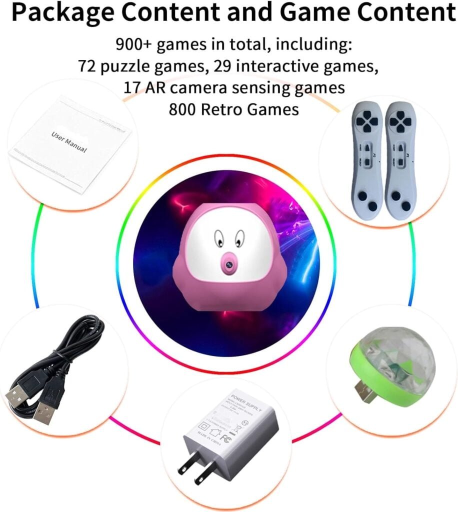 Retro Game Console with 900+ Games, HD Video Game System with 29 Sport Games, 17 AR Games, , 2 Wireless Game Controllers，PC TV Plug Play, Gift for Adults, Boys Girls Age 3+