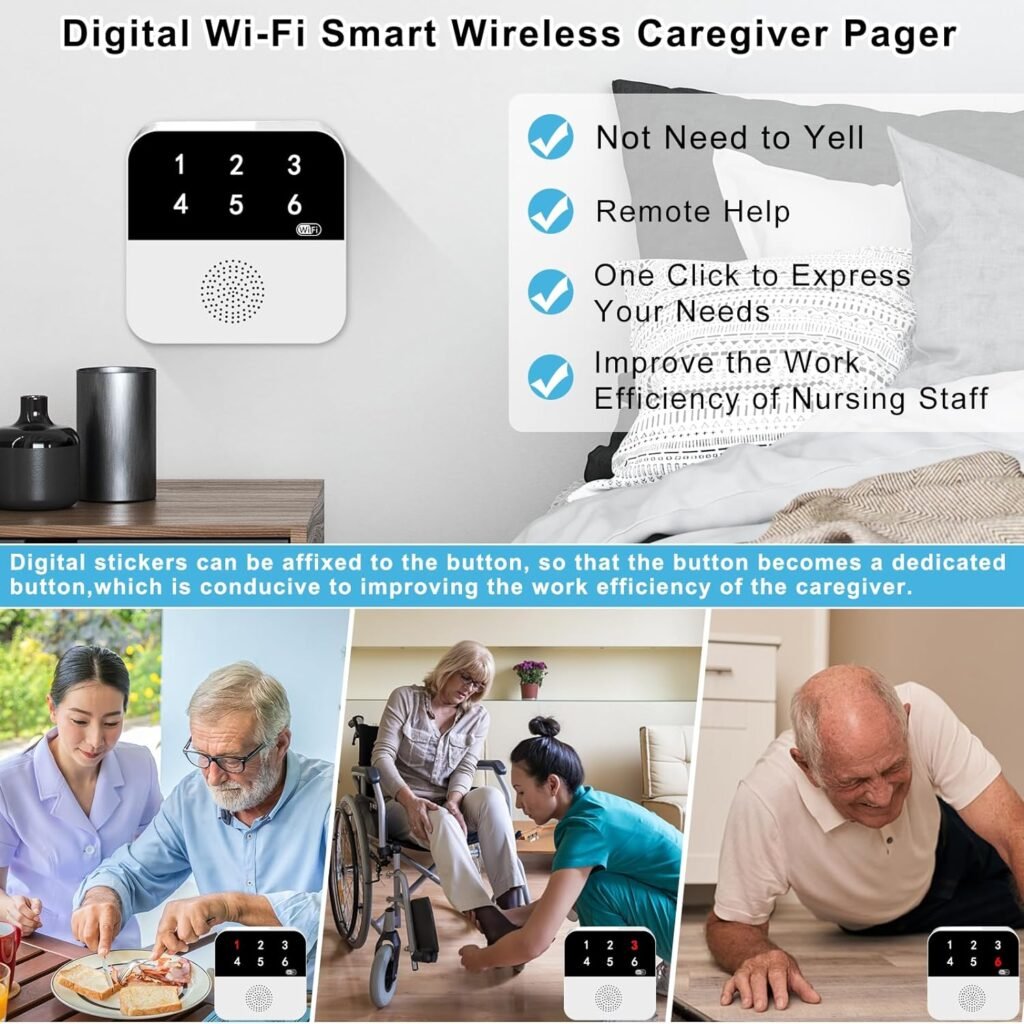 WiFi Smart Life Wireless Caregiver Pager Life Alert System SOS Call Buttons for Seniors Patient Disabled Elderly 2 Panic Emergency Buttons 1 Receiver(only Supports 2.4GHz Wi-Fi)