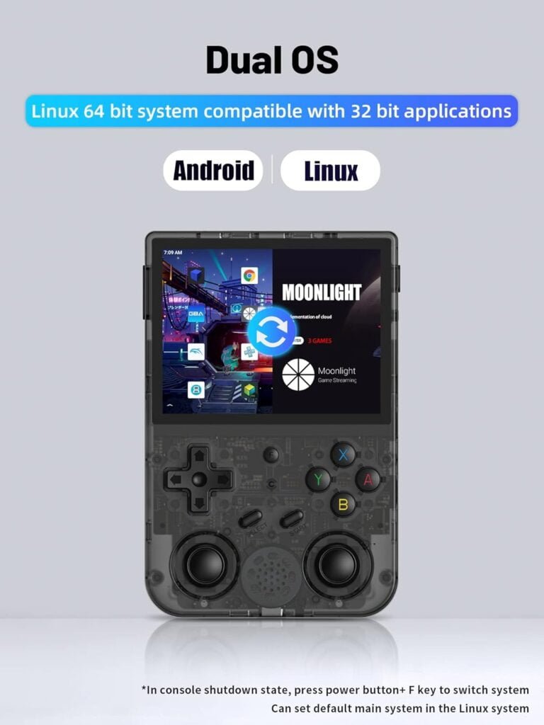 RG353V Retro Video Handheld Game Console 3.5 IPS Screen Android 11 and Linux System RK3566 64bit Game Player 64G TF Card Built-in 4450 Classic Games Bluetooth 4.2 and 5G WiFi