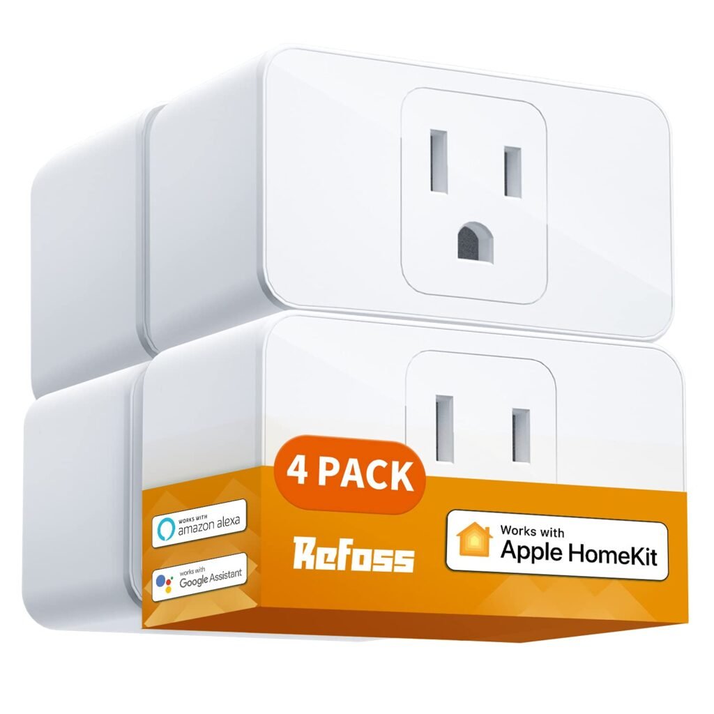 Smart Plug 4 Pack, Refoss Smart WiFi Outlet Works with Apple HomeKit, Alexa, Google Assistant, Siri, Timer  APP Remote Control, 15A